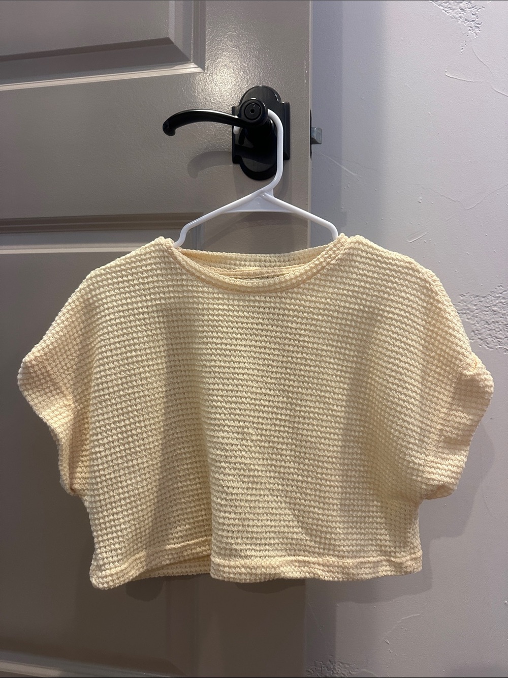 Waffle Knit Cropped Yellow Sweater Top